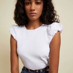 Nation LTD Audra TopWhite Shirt Size L -EUC